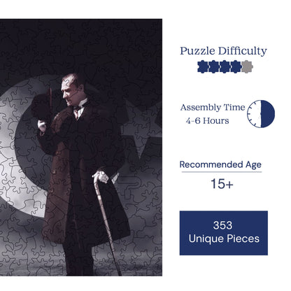Yetişkinler İçin Ahşap Puzzle, Büyük Önder "Atatürk" Premium Puzzle, 353 Parça Zorlu Ahşap Yapboz, 11,4"x11,4" (29x29 cm) Benzersiz Şekil, Yetişkinler İçin Ahşap Yapbozlar