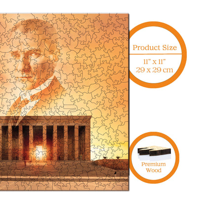 Yetişkinler İçin Ahşap Puzzle, Ebedi Lider Mustafa Kemal Atatürk Premium Puzzle, 353 Parça Zorlu Ahşap Yapboz, 11,4"x11,4" (29x29 cm) Benzersiz Şekil, Yetişkinler İçin Ahşap Yapbozlar