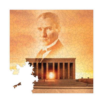 Yetişkinler İçin Ahşap Puzzle, Ebedi Lider Mustafa Kemal Atatürk Premium Puzzle, 353 Parça Zorlu Ahşap Yapboz, 11,4"x11,4" (29x29 cm) Benzersiz Şekil, Yetişkinler İçin Ahşap Yapbozlar