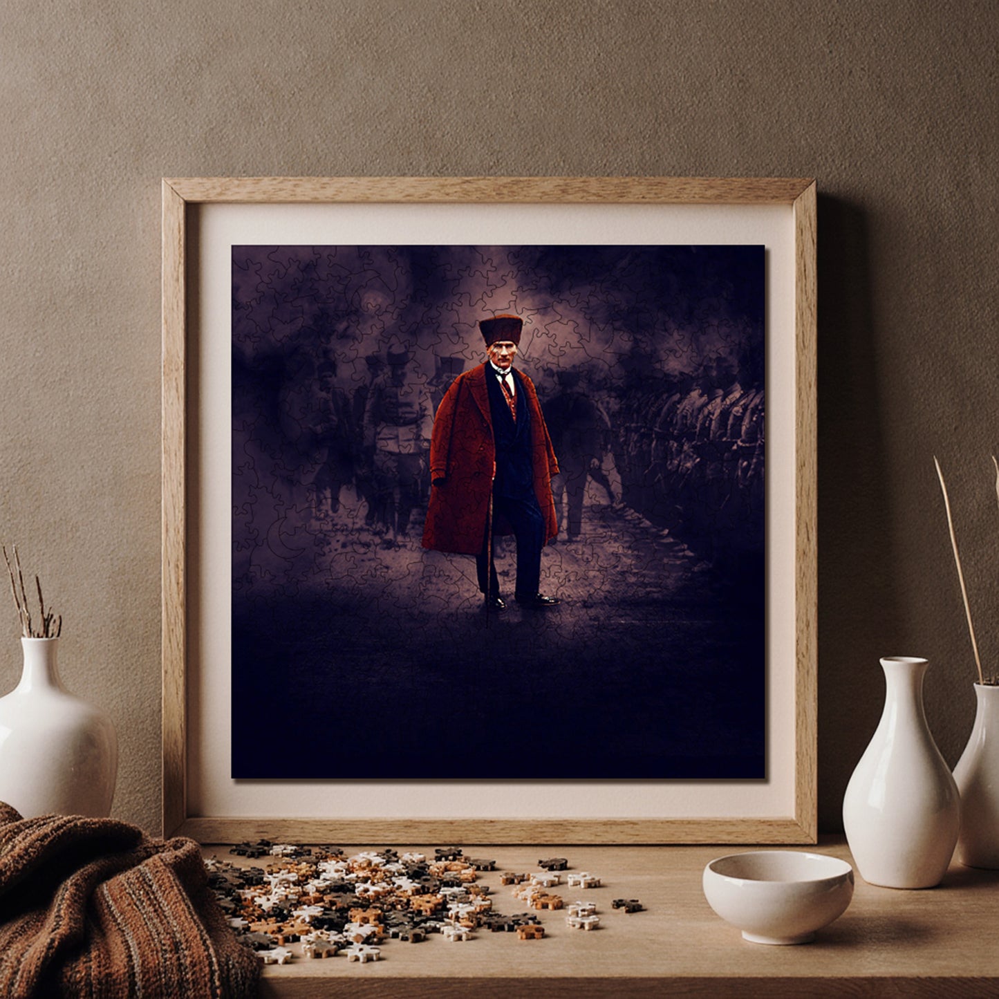Yetişkinler İçin Ahşap Puzzle, Mustafa Kemal ATATÜRK Premium Puzzle, 353 Parça Zorlu Ahşap Yapboz, 11,4"x11,4" (29x29 cm) Benzersiz Şekil, Yetişkinler İçin Ahşap Yapbozlar