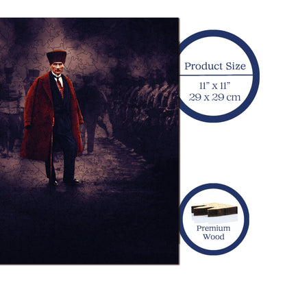 Yetişkinler İçin Ahşap Puzzle, Mustafa Kemal ATATÜRK Premium Puzzle, 353 Parça Zorlu Ahşap Yapboz, 11,4"x11,4" (29x29 cm) Benzersiz Şekil, Yetişkinler İçin Ahşap Yapbozlar