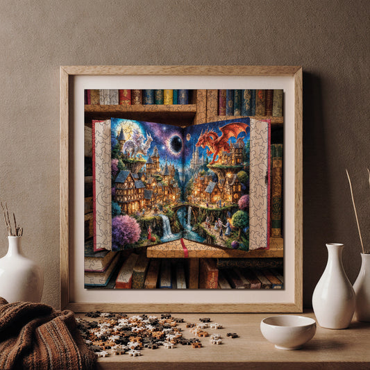 Wooden Puzzles for Adults, Fairy Tale Gateway Premium Jigsaw Puzzles, 353 Pieces Wooden Jigsaw, 11,4"x11,4" (29x29 cm)
