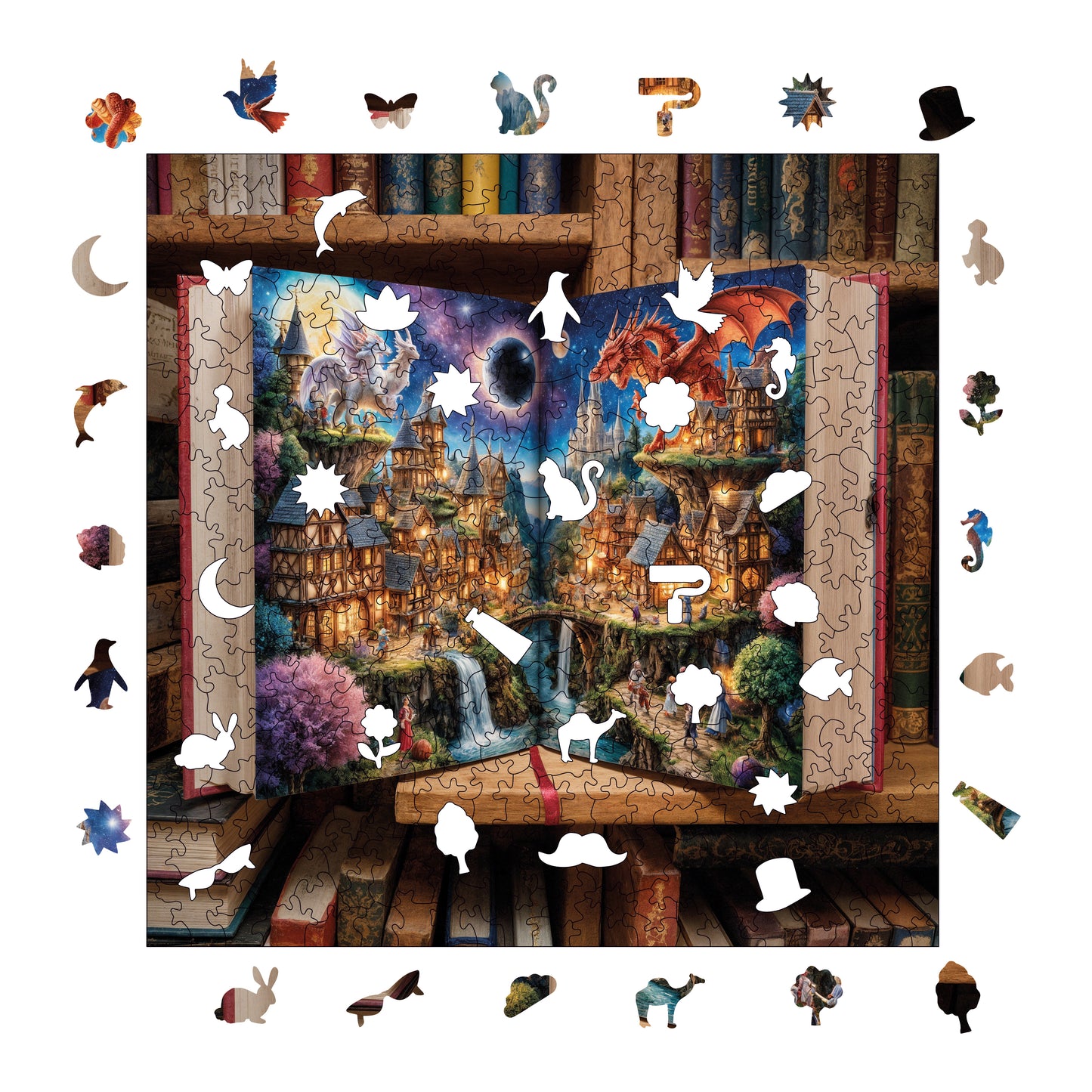 Wooden Puzzles for Adults, Fairy Tale Gateway Premium Jigsaw Puzzles, 353 Pieces Wooden Jigsaw, 11,4"x11,4" (29x29 cm)