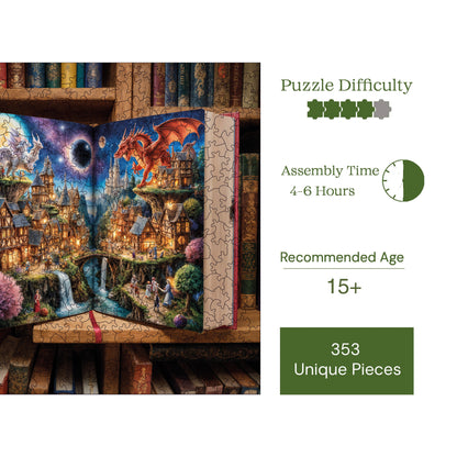 Wooden Puzzles for Adults, Fairy Tale Gateway Premium Jigsaw Puzzles, 353 Pieces Wooden Jigsaw, 11,4"x11,4" (29x29 cm)