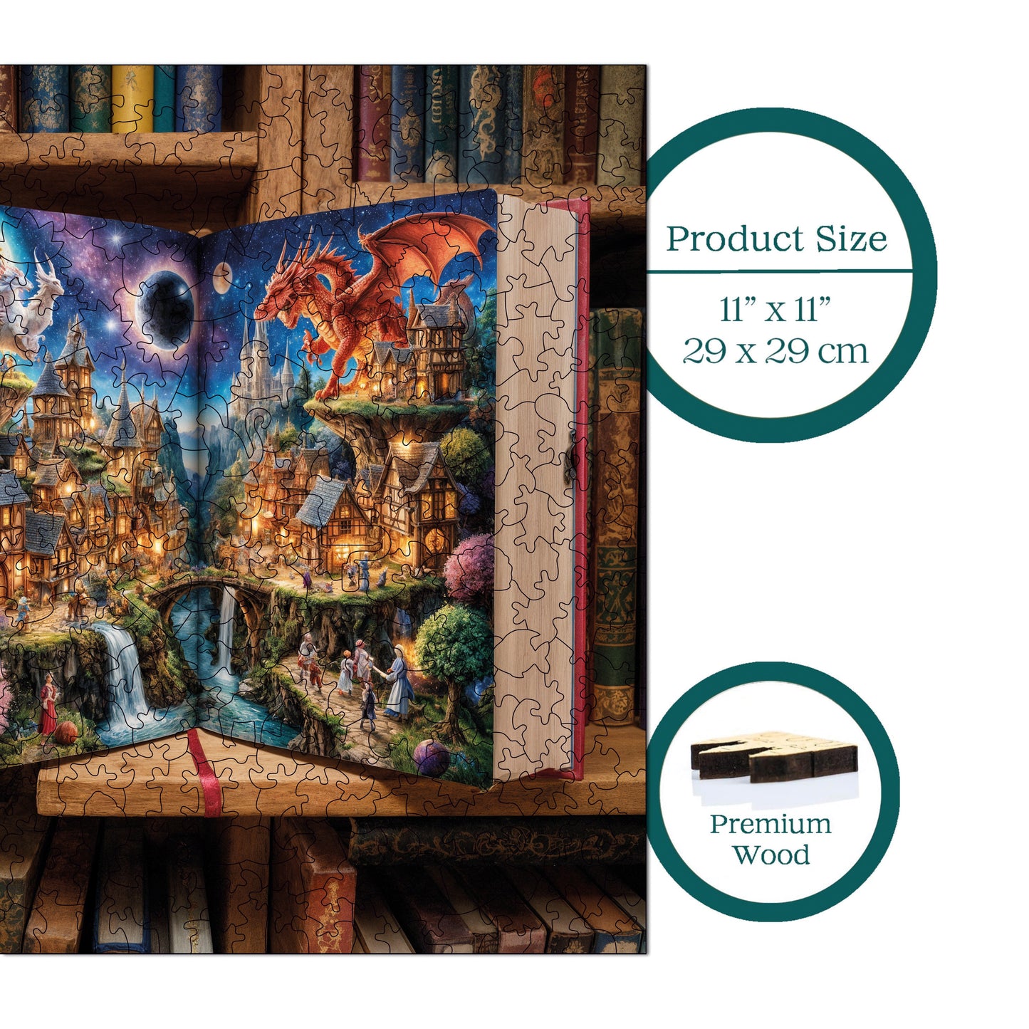 Wooden Puzzles for Adults, Fairy Tale Gateway Premium Jigsaw Puzzles, 353 Pieces Wooden Jigsaw, 11,4"x11,4" (29x29 cm)