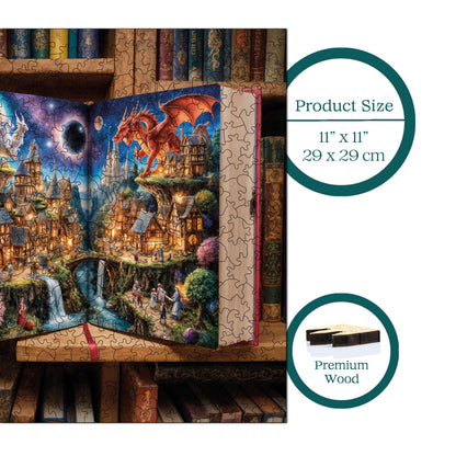Wooden Puzzles for Adults, Fairy Tale Gateway Premium Jigsaw Puzzles, 353 Pieces Wooden Jigsaw, 11,4"x11,4" (29x29 cm)