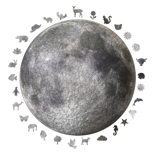 Yetişkinler İçin Ahşap Puzzle, Dolunay Premium Yapbozlar, 252 Parça Zorlu Ahşap Yapboz, 11,4"x11,4" (29x29 cm) Benzersiz Şekil, Yetişkinler İçin Ahşap Yapboz