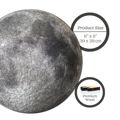 Holzpuzzle für Erwachsene, Vollmond-Premium-Puzzle, 252 Teile anspruchsvolles Holzpuzzle, 11,4"x11,4" (29x29 cm) einzigartige Form, Holzpuzzle für Erwachsene