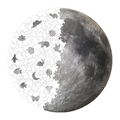 Holzpuzzle für Erwachsene, Vollmond-Premium-Puzzle, 252 Teile anspruchsvolles Holzpuzzle, 11,4"x11,4" (29x29 cm) einzigartige Form, Holzpuzzle für Erwachsene