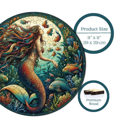 Holzpuzzle für Erwachsene, The Mermaid's Song Premium Puzzle, 252 Teile anspruchsvolles Holzpuzzle, 11,4"x11,4" (29x29 cm) einzigartige Form, Holzpuzzle für Erwachsene