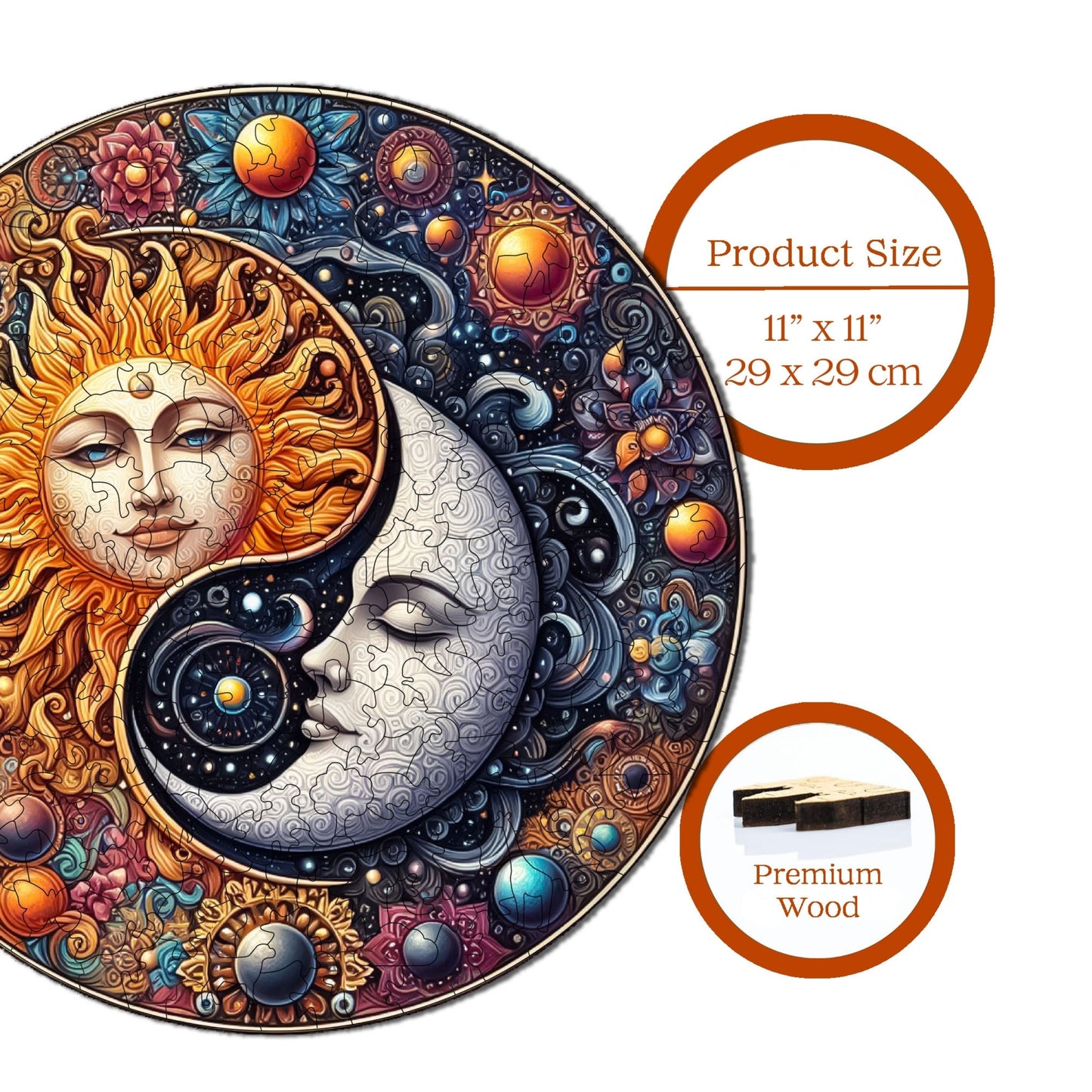 Holzpuzzle für Erwachsene, Tanz der Sonne und des Mondes, Premium-Puzzle, 252 Teile, anspruchsvolles Holzpuzzle, 29 x 29 cm