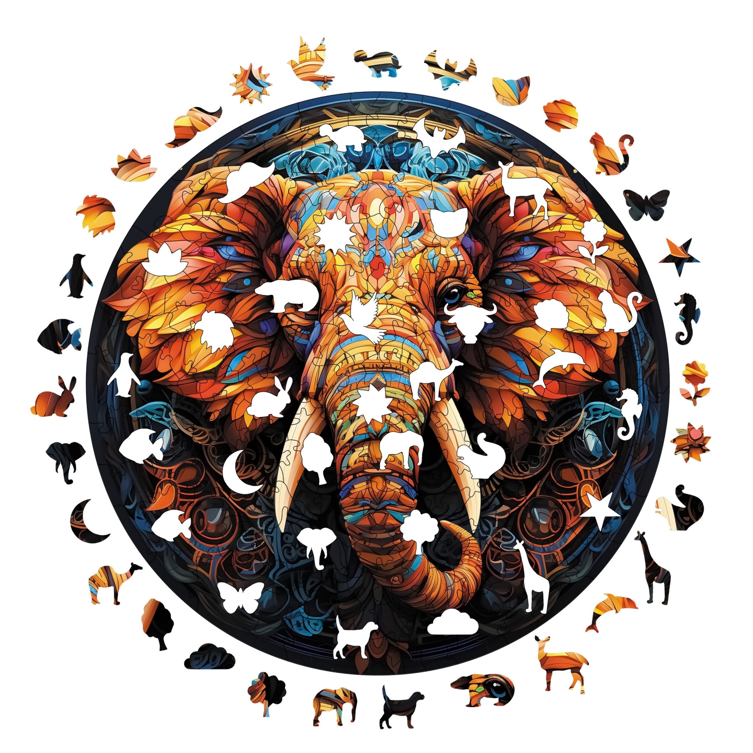  Renkli Fil - Ahşap Puzzle