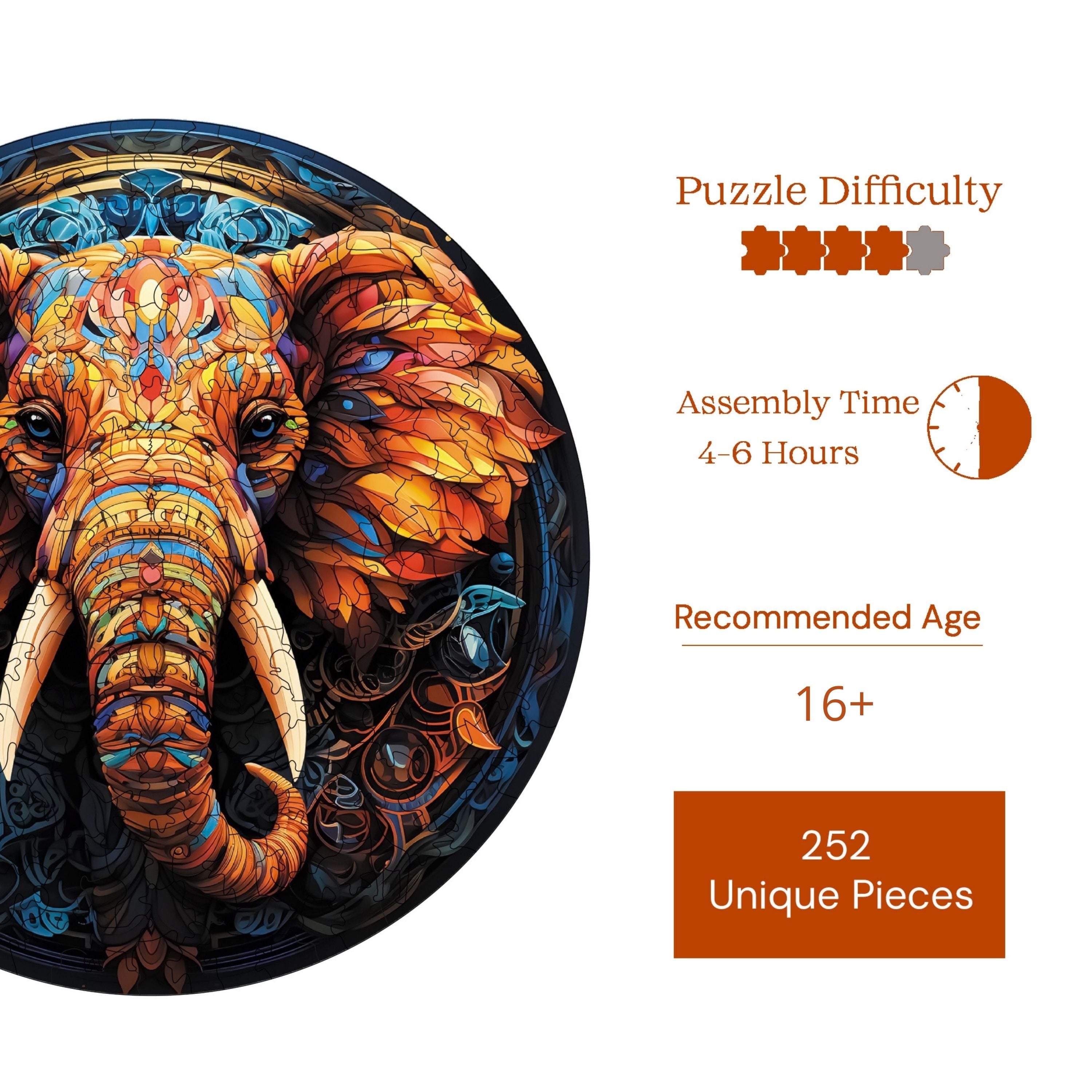  Renkli Fil - Ahşap Puzzle