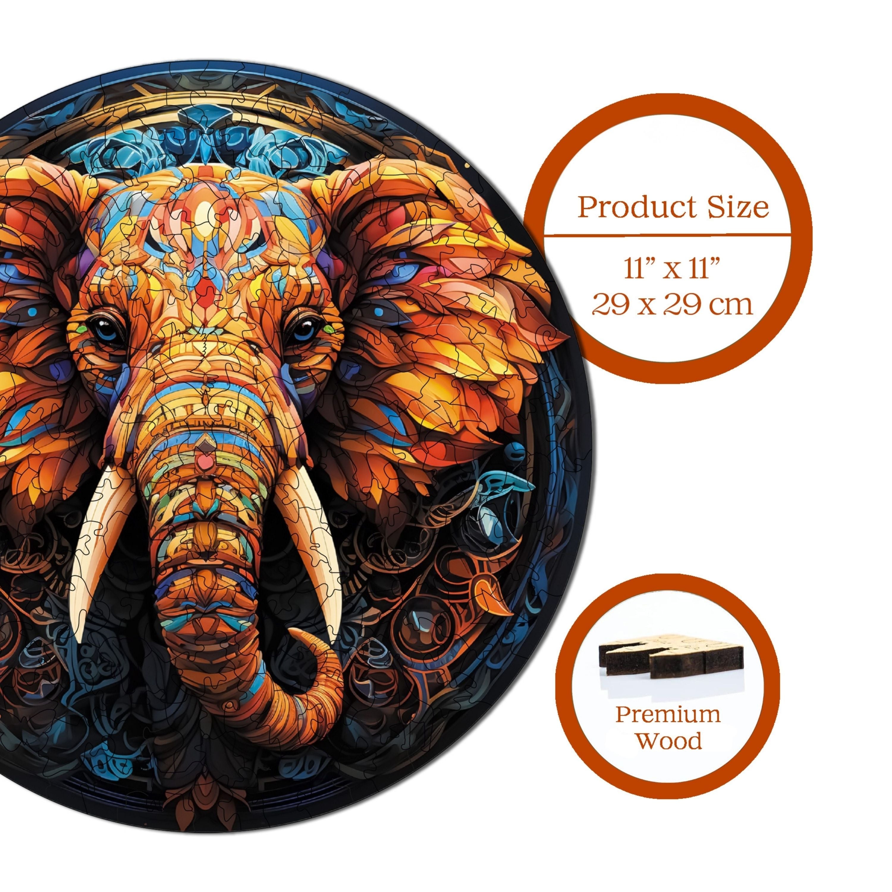  Renkli Fil - Ahşap Puzzle