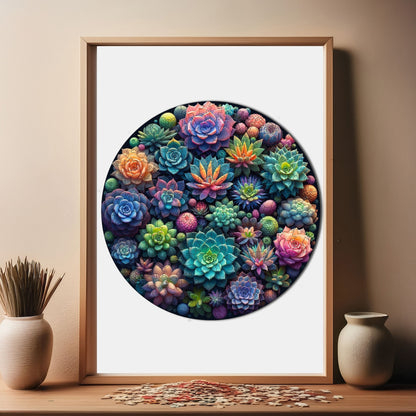 Holzpuzzle für Erwachsene, Premium-Puzzle „Sukkulentengarten“, 252 Teile, anspruchsvolles Holzpuzzle, 29 x 29 cm