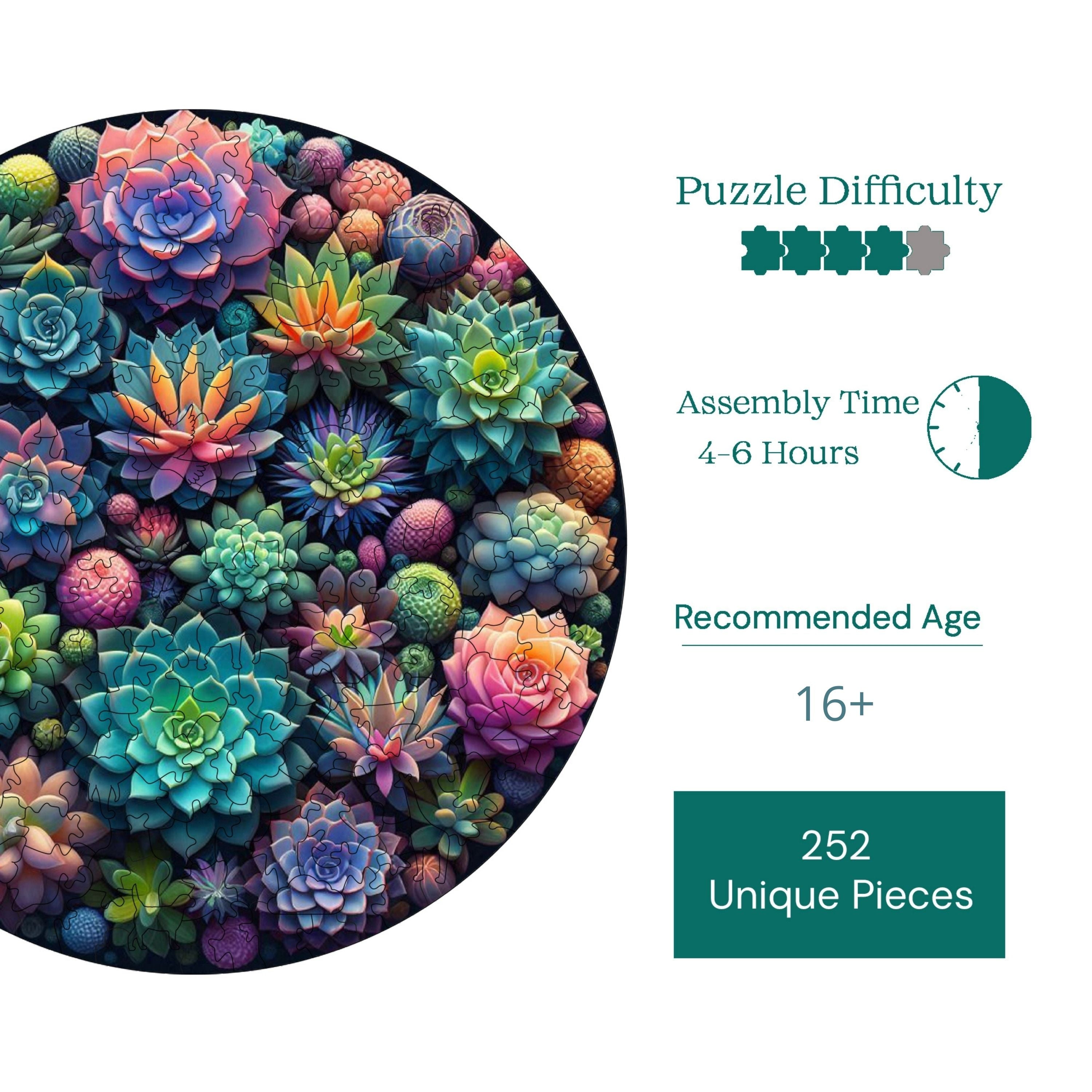 Sukulent Bahçesi - Ahşap Puzzle