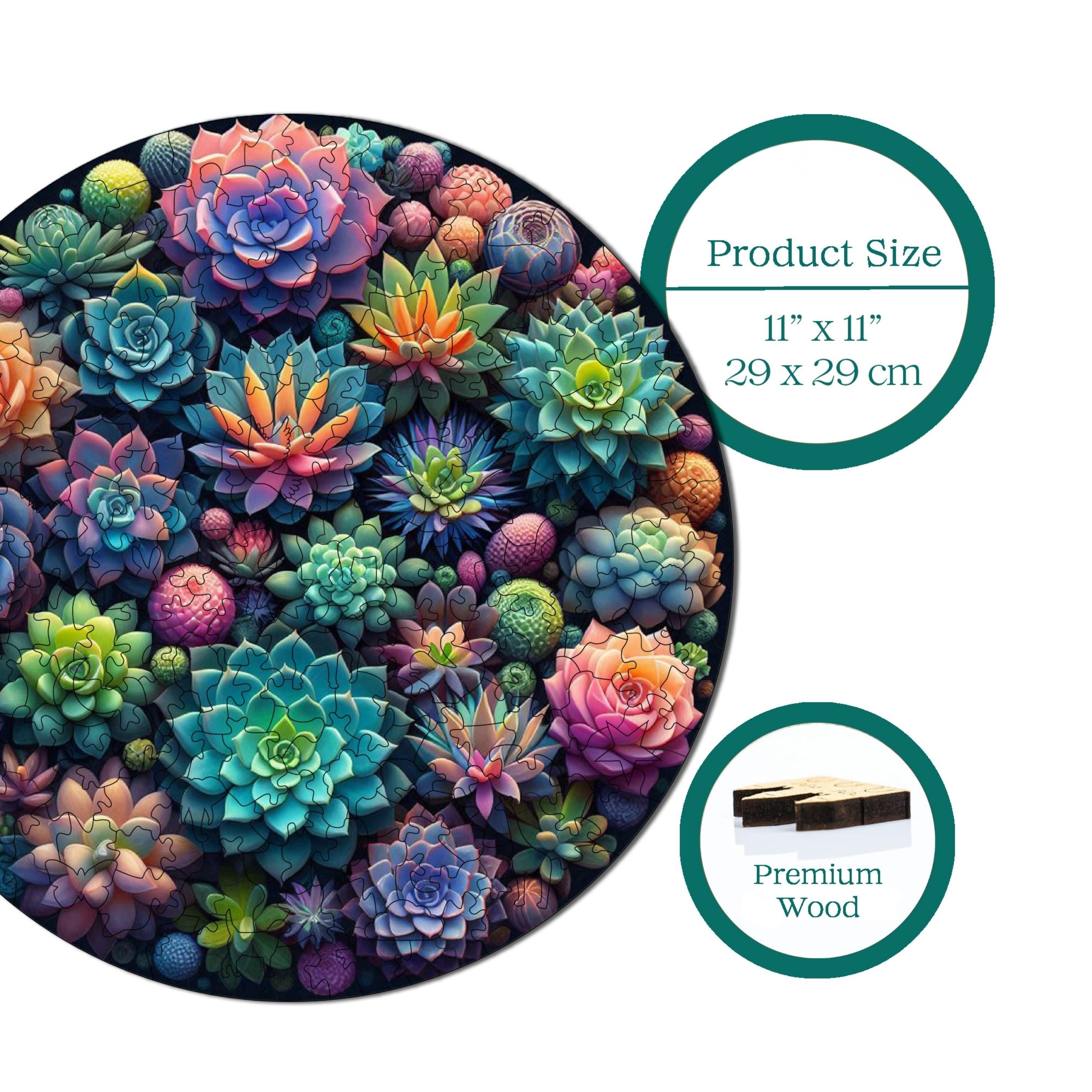 Sukulent Bahçesi - Ahşap Puzzle