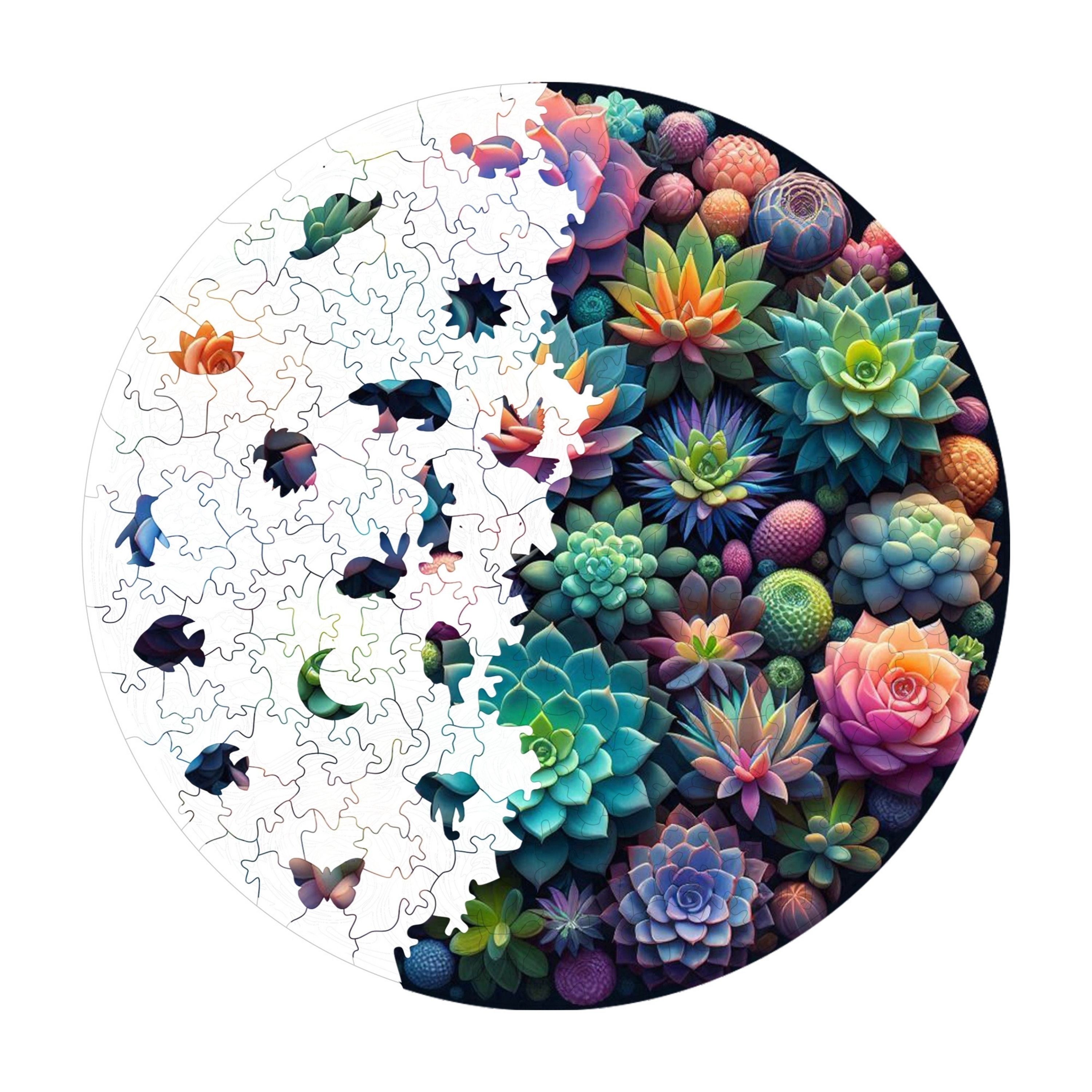 Sukulent Bahçesi - Ahşap Puzzle