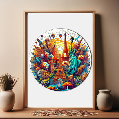 Holzpuzzle für Erwachsene, Weltstädte-Premium-Puzzle, 252 Teile, anspruchsvolles Holzpuzzle, 11,4"x11,4" (29x29 cm), einzigartige Form, Holzpuzzle für Erwachsene