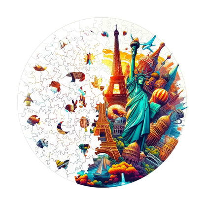 Holzpuzzle für Erwachsene, Weltstädte-Premium-Puzzle, 252 Teile, anspruchsvolles Holzpuzzle, 11,4"x11,4" (29x29 cm), einzigartige Form, Holzpuzzle für Erwachsene