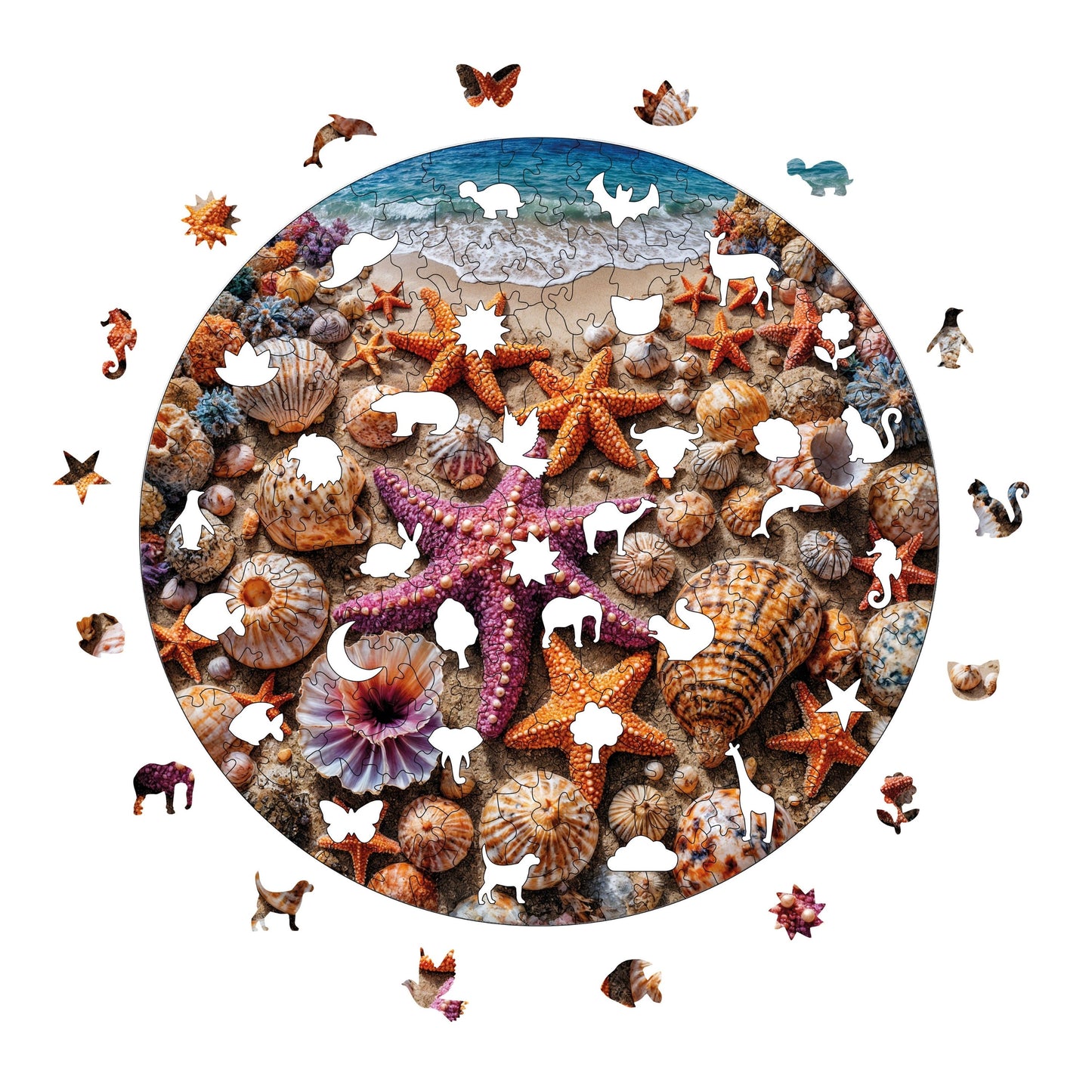 Holzpuzzle für Erwachsene, Treasures of the Sea Premium-Puzzle, 252 Teile, anspruchsvolles Holzpuzzle, 29 x 29 cm