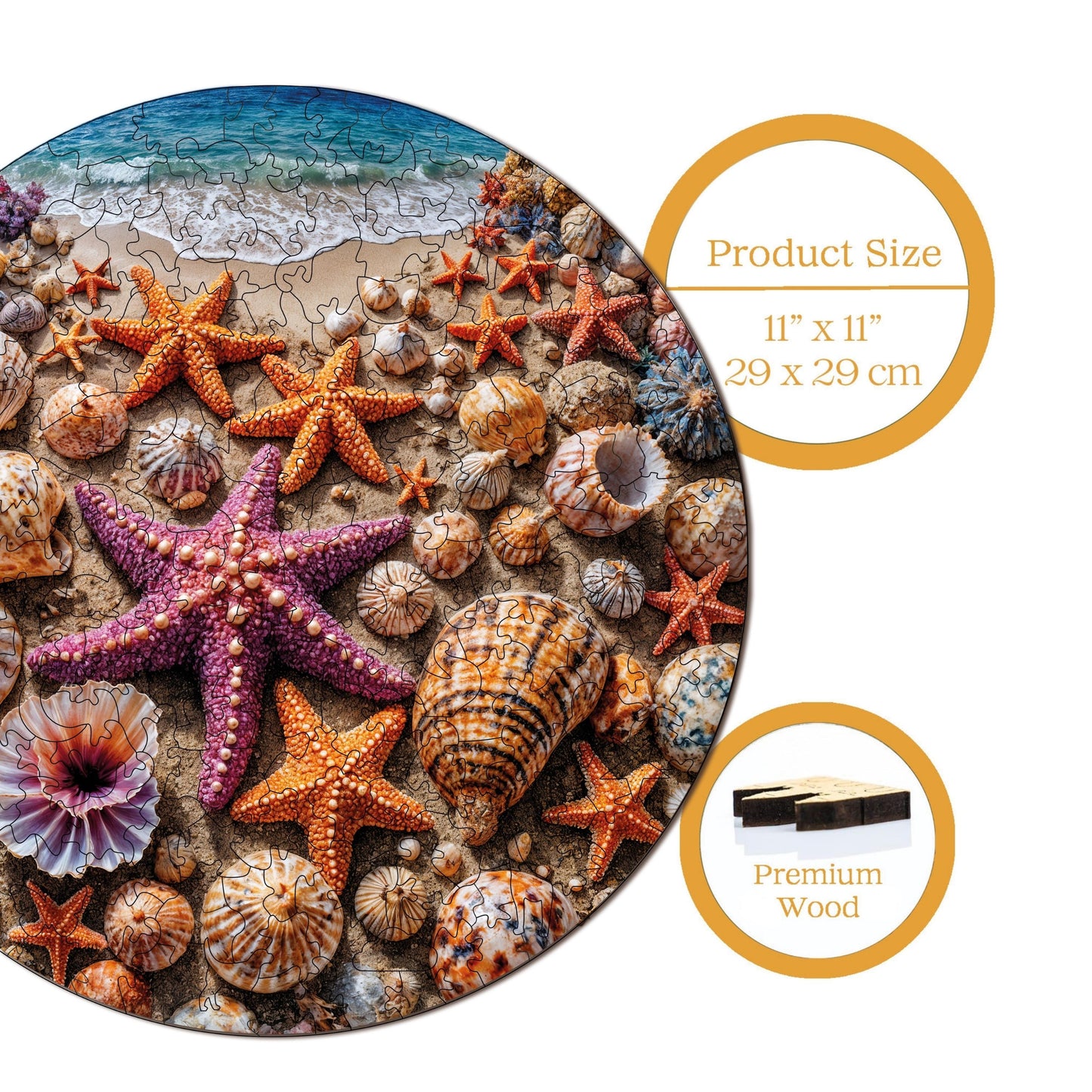 Holzpuzzle für Erwachsene, Treasures of the Sea Premium-Puzzle, 252 Teile, anspruchsvolles Holzpuzzle, 29 x 29 cm