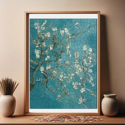 Holzpuzzle für Erwachsene, Van Gogh Mandelbaum Premium Puzzle, 450 Teile anspruchsvolles Holzpuzzle, 11,4"x15,4" (29x39 cm) einzigartige Form, Holzpuzzle für Erwachsene