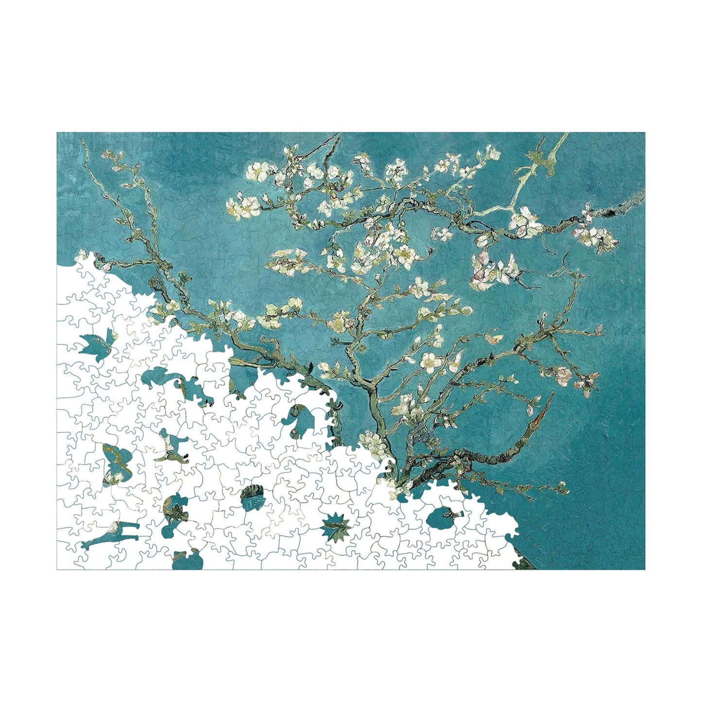 Holzpuzzle für Erwachsene, Van Gogh Mandelbaum Premium Puzzle, 450 Teile anspruchsvolles Holzpuzzle, 11,4"x15,4" (29x39 cm) einzigartige Form, Holzpuzzle für Erwachsene