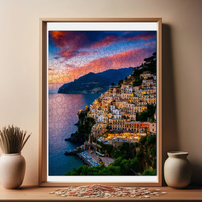 Holzpuzzle für Erwachsene, Amalfiküste Premium-Puzzle, 450 Teile anspruchsvolles Holzpuzzle, 11,4"x15,4" (29x39 cm) einzigartige Form, Holzpuzzle für Erwachsene