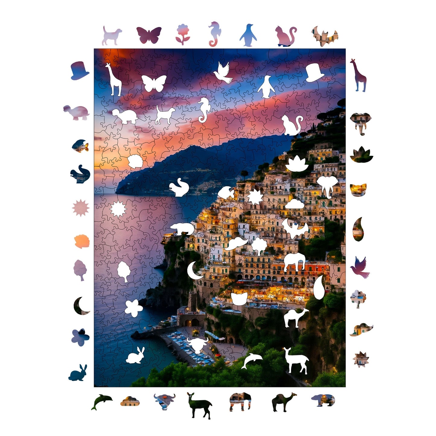 Holzpuzzle für Erwachsene, Amalfiküste Premium-Puzzle, 450 Teile anspruchsvolles Holzpuzzle, 11,4"x15,4" (29x39 cm) einzigartige Form, Holzpuzzle für Erwachsene