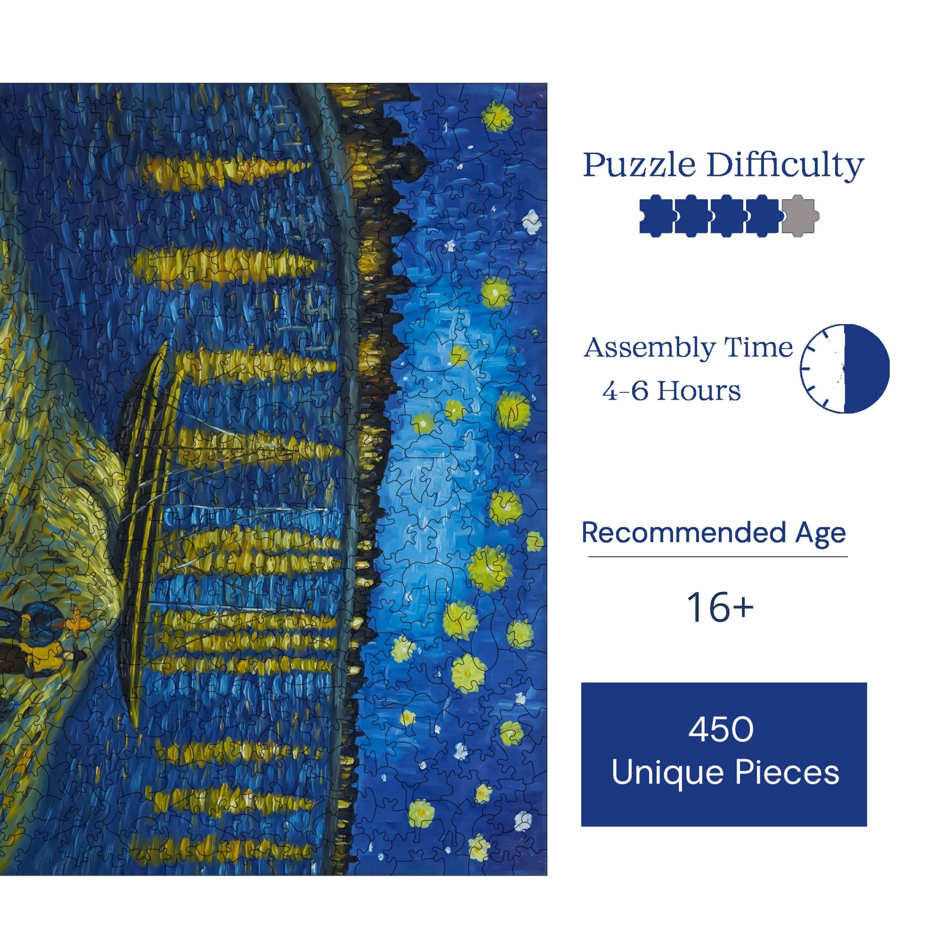  Van Gogh Ren Nehri'nde Yıldızlı Bir Gece - Ahşap Puzzle