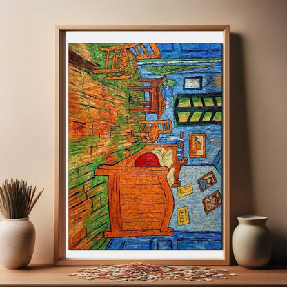 Holzpuzzle für Erwachsene, Van Goghs Schlafzimmer in Arles, Premium-Puzzle, 450 Teile, anspruchsvolles Holzpuzzle, 29 x 39 cm, einzigartige Form, Holzpuzzle für Erwachsene