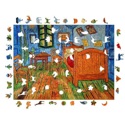 Holzpuzzle für Erwachsene, Van Goghs Schlafzimmer in Arles, Premium-Puzzle, 450 Teile, anspruchsvolles Holzpuzzle, 29 x 39 cm, einzigartige Form, Holzpuzzle für Erwachsene