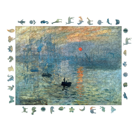 Yetişkinler İçin Ahşap Puzzle, Claude Monet İzlenim: Gündoğumu Premium Puzzle, 450 Parça Zorlu Ahşap Yapboz, 11,4"x15,4" (29x39 cm) Benzersiz Şekil, Yetişkinler İçin Ahşap Yapboz