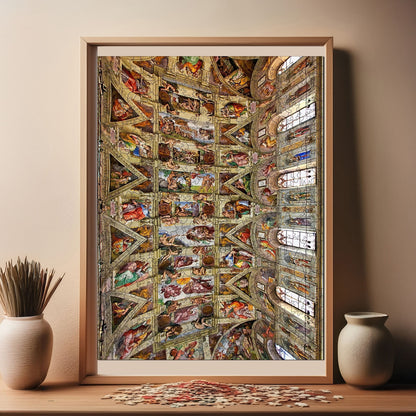 Holzpuzzle für Erwachsene, Sixtinische Kapelle, Premium-Puzzle, 450 Teile, anspruchsvolles Holzpuzzle, 29 x 39 cm, einzigartige Form, Holzpuzzle für Erwachsene
