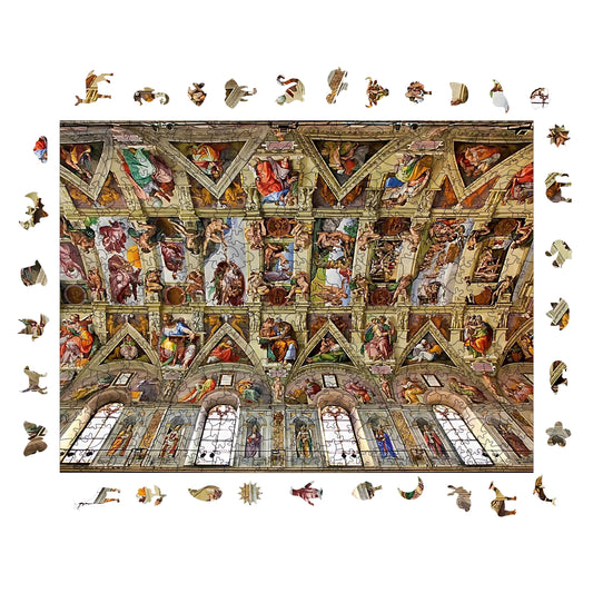 Yetişkinler İçin Ahşap Puzzle, Sistina Şapeli Premium Puzzle, 450 Parça Zorlu Ahşap Yapboz, 11,4"x15,4" (29x39 cm) Benzersiz Şekil, Yetişkinler İçin Ahşap Yapboz
