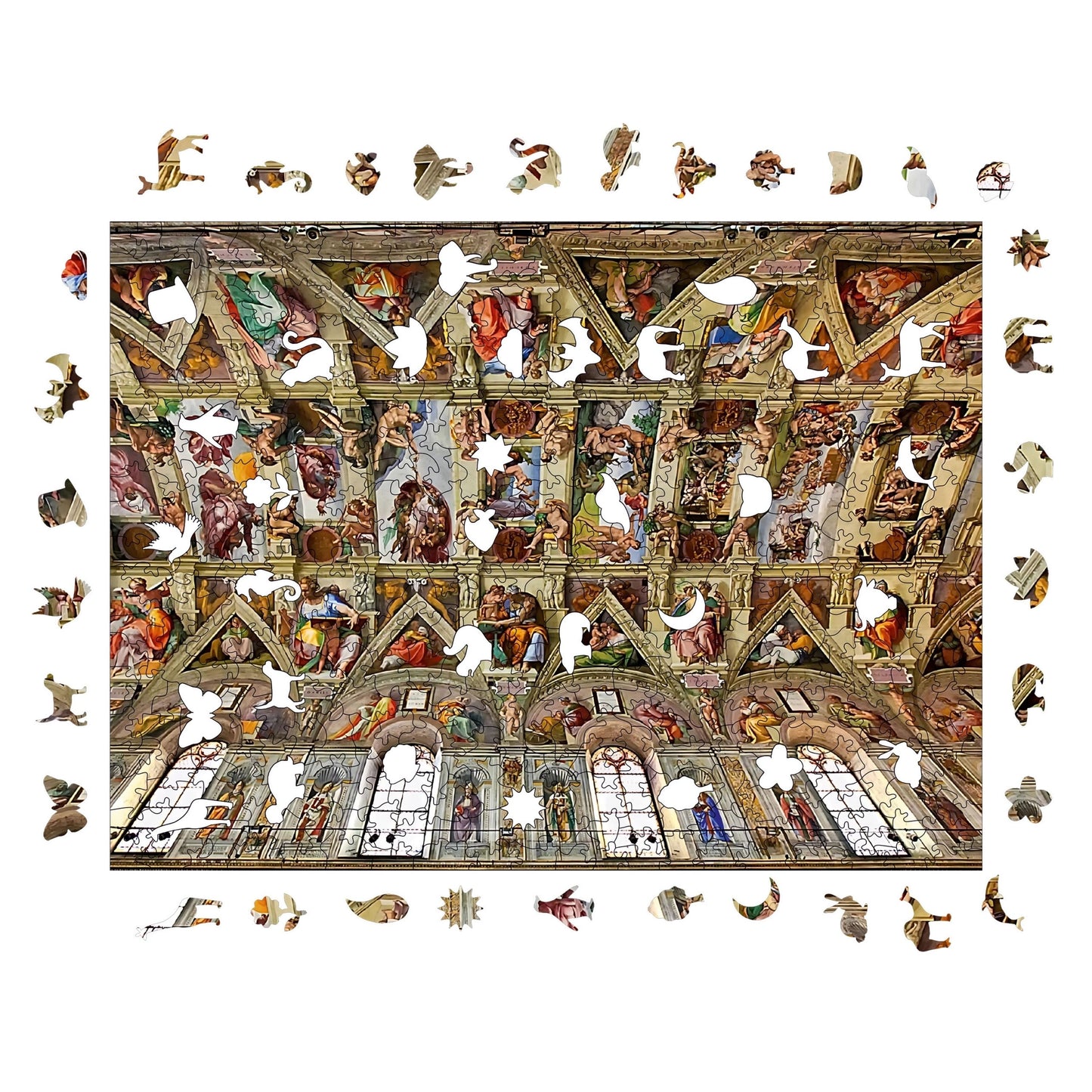 Holzpuzzle für Erwachsene, Sixtinische Kapelle, Premium-Puzzle, 450 Teile, anspruchsvolles Holzpuzzle, 29 x 39 cm, einzigartige Form, Holzpuzzle für Erwachsene