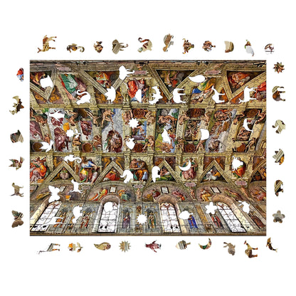 Holzpuzzle für Erwachsene, Sixtinische Kapelle, Premium-Puzzle, 450 Teile, anspruchsvolles Holzpuzzle, 29 x 39 cm, einzigartige Form, Holzpuzzle für Erwachsene