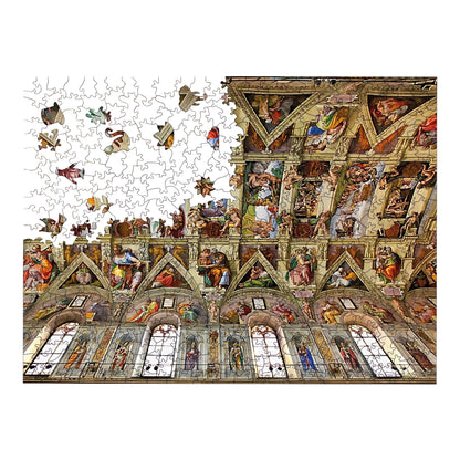 Holzpuzzle für Erwachsene, Sixtinische Kapelle, Premium-Puzzle, 450 Teile, anspruchsvolles Holzpuzzle, 29 x 39 cm, einzigartige Form, Holzpuzzle für Erwachsene