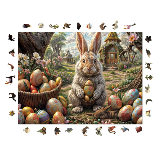 Yetişkinler İçin Ahşap Puzzle, Paskalya Bahçesi Premium Puzzle, 450 Parça Zorlu Ahşap Yapboz, 11,4"x15,4" (29x39 cm)
