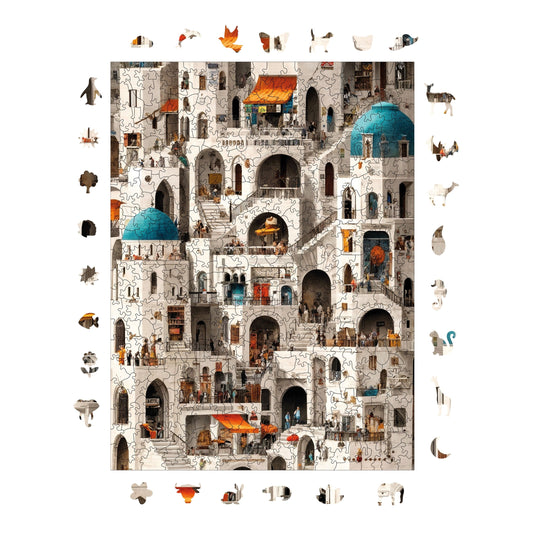 Yetişkinler İçin Ahşap Puzzle, Labirent Evler Premium Puzzle, 450 Parça Zorlu Ahşap Yapboz, 11,4"x15,4" (29x39 cm)