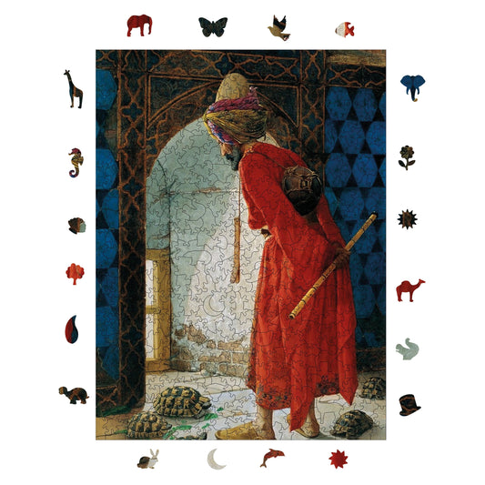 Yetişkinler İçin Ahşap Puzzle,  Kaplumbağa Terbiyecisi Premium Puzzle, 450 Parça Zorlu Ahşap Yapboz, 11,4"x15,4" (29x39 cm)
