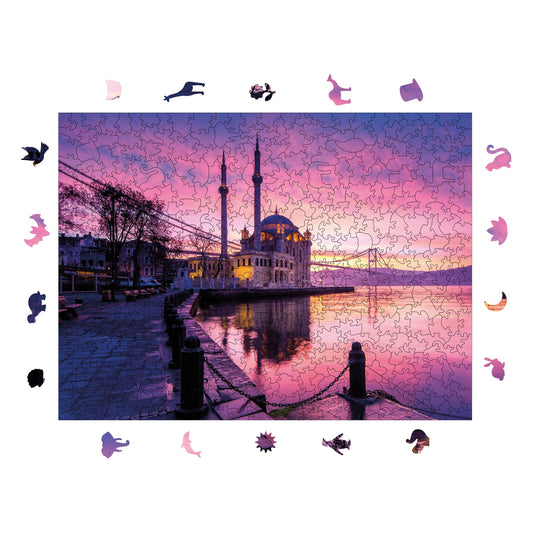 Yetişkinler İçin Ahşap Puzzle, Ortaköy'ün Işıkları Premium Puzzle, 450 Parça Zorlu Ahşap Yapboz, 11,4"x15,4" (29x39 cm)
