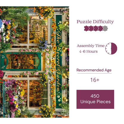 Holzpuzzle für Erwachsene, „Der geheime Garten“, Premium-Puzzle, 450 Teile, anspruchsvolles Holzpuzzle, 29 x 39 cm