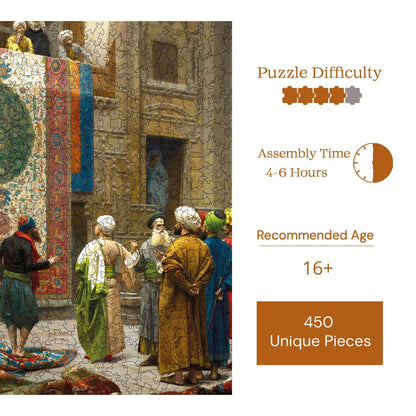 Holzpuzzle für Erwachsene, Carpet Merchant Premium-Puzzles, 450 Teile, anspruchsvolles Holzpuzzle, 29 x 39 cm