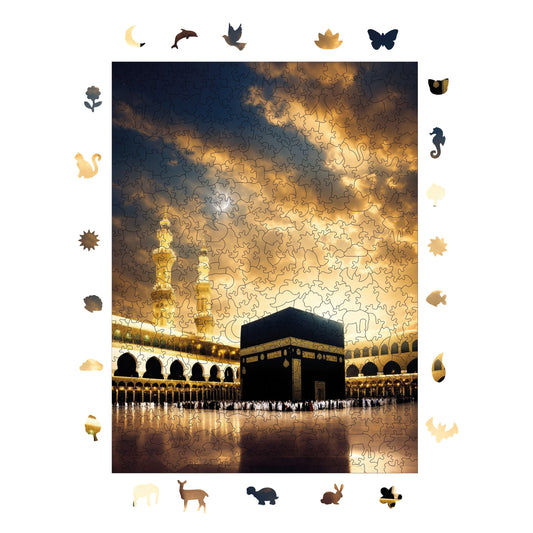 Yetişkinler İçin Ahşap Puzzle, Kabe, Gönüllerin Kıblesi Premium Puzzle, 450 Parça Zorlu Ahşap Yapboz, 11,4"x15,4" (29x39 cm)
