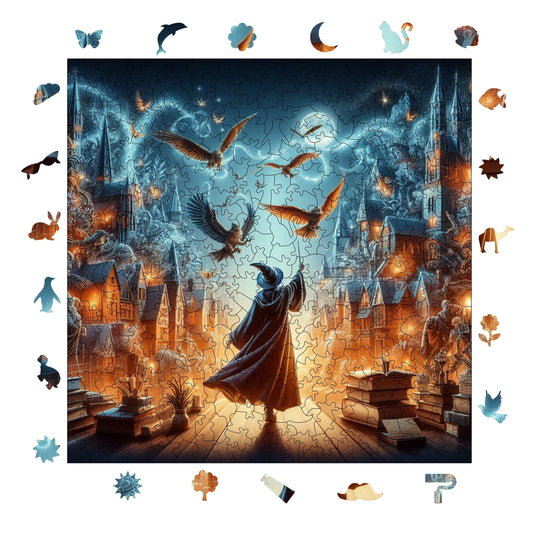 Yetişkinler İçin Ahşap Puzzle, Büyücü Premium Puzzle, 353 Parça Zorlu Ahşap Yapboz, 11,4"x11,4" (29x29 cm) Benzersiz Şekil, Yetişkinler İçin Ahşap Yapbozlar