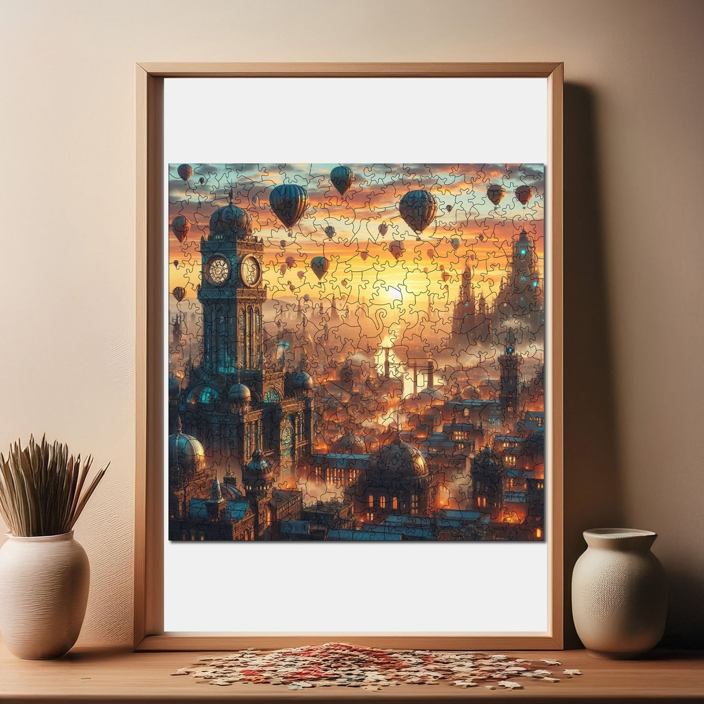 Holzpuzzle für Erwachsene, Balloon City Premium Puzzle, 353 Teile anspruchsvolles Holzpuzzle, 11,4"x11,4" (29x29 cm) einzigartige Form, Holzpuzzle für Erwachsene