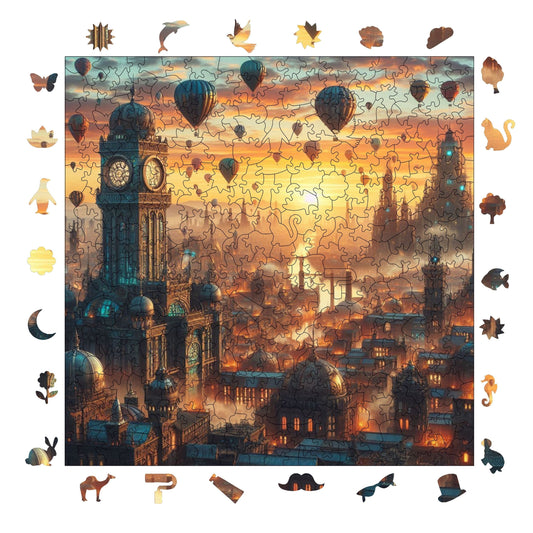 Yetişkinler İçin Ahşap Puzzle, Balon Şehri Premium Puzzle, 353 Parça Zorlu Ahşap Yapboz, 11,4"x11,4" (29x29 cm) Benzersiz Şekil, Yetişkinler İçin Ahşap Yapbozlar