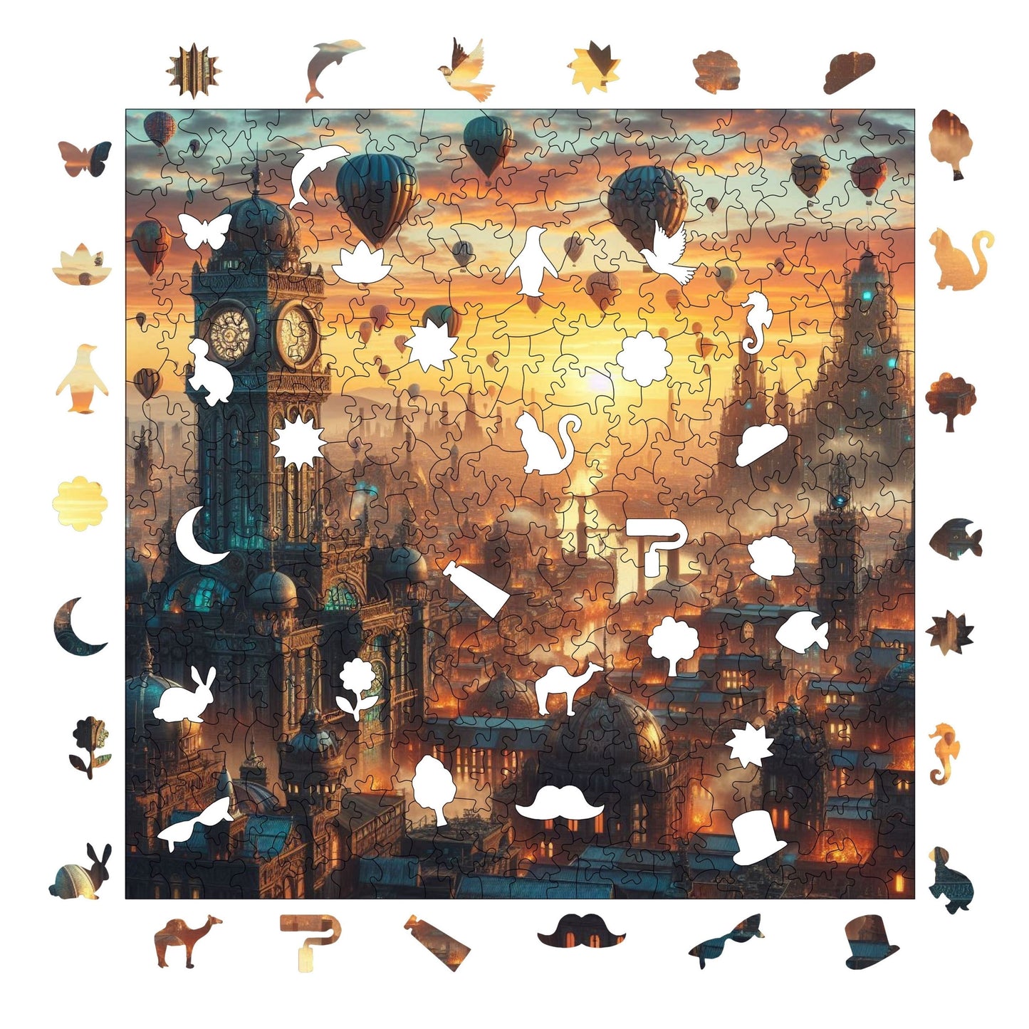 Holzpuzzle für Erwachsene, Balloon City Premium Puzzle, 353 Teile anspruchsvolles Holzpuzzle, 11,4"x11,4" (29x29 cm) einzigartige Form, Holzpuzzle für Erwachsene